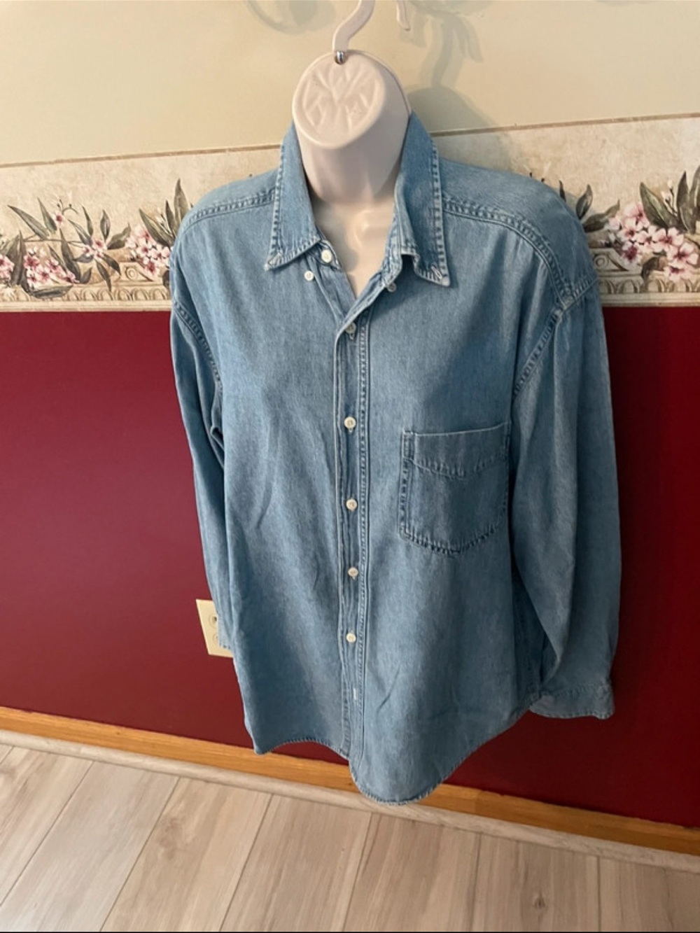 Women's Light Wash Denim Button-Down Shirt
